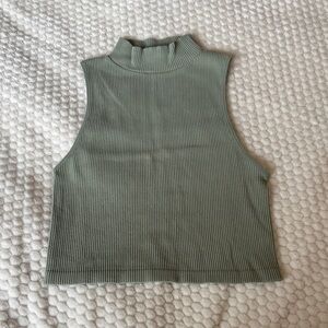 Sleeveless Ribbed Halter Top - Green